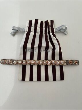 Henri Bendel Rose Gold Crystal Leather Bracelet